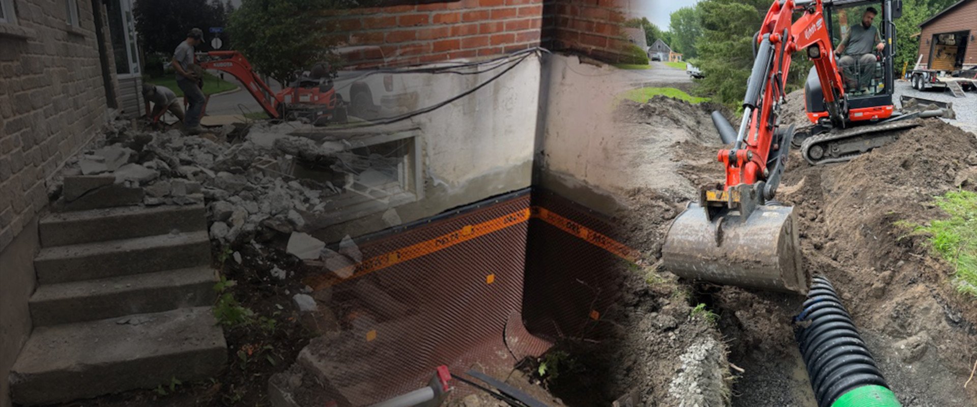 Installation de drain français et imperméabilisation de fondation par Drain Supra à Marieville en Montérégie